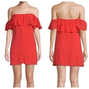 Revolve Privacy Please Norval Off Shoulder Button Dress Red Sz S